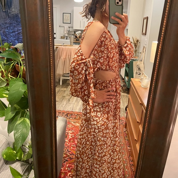 Anthropologie Dresses & Skirts - Anthropologie Sheer Burnt Orange Floral Maxi Dress